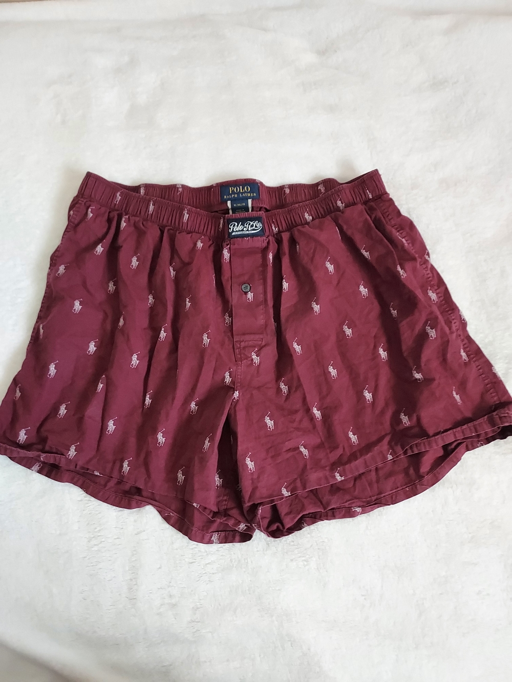 Polo by Ralph Lauren Classic Wine Burgundy Boxer Shorts White Pony Graphic XL